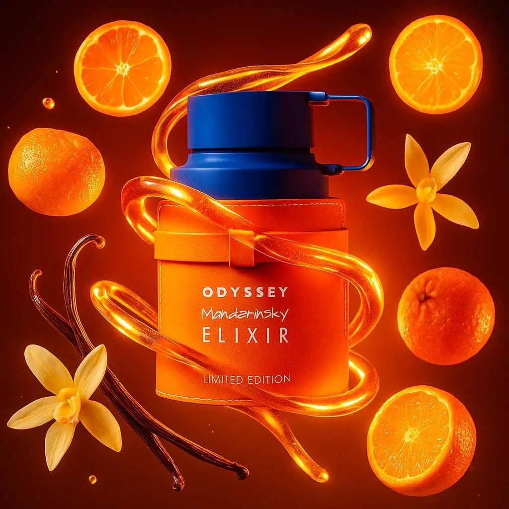Armaf Odyssey Mandarin Sky Elixir EDP 100ml – Profumo unisex legnoso-citrato di lunga durata + Atomizzatore Drikanbest 5ml in omaggio