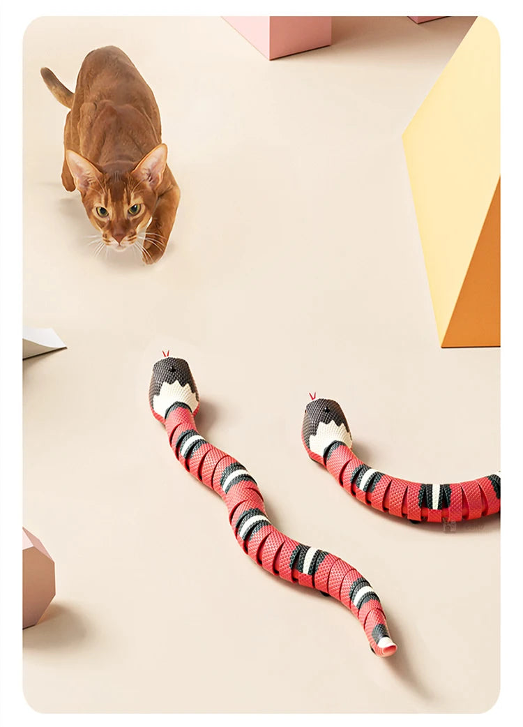 Automatic Cat Toys Interactive Smart Sensing Snake TeaseToys for Cats USB Charging Cat Accessories for Pet Cats Game Play To