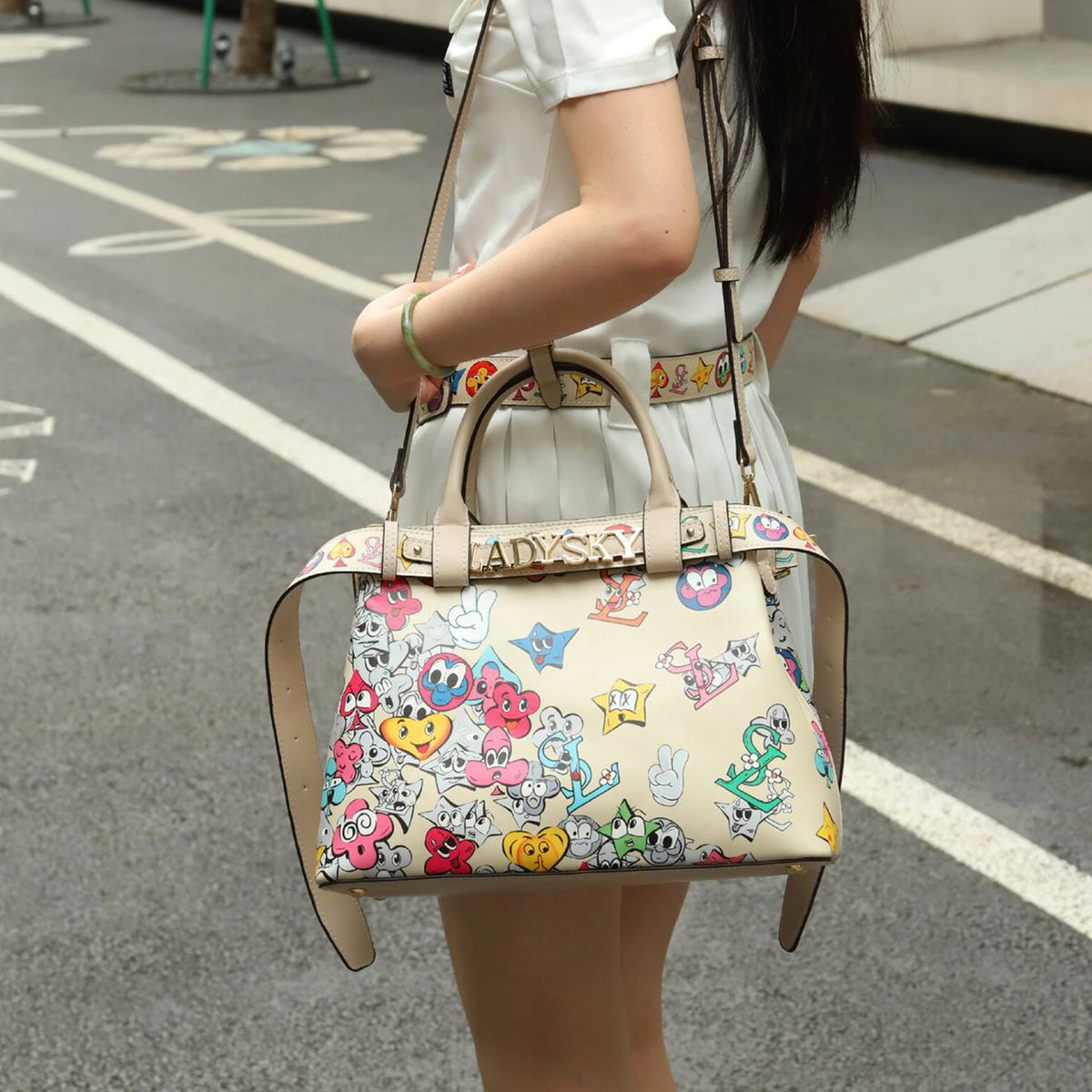 Borsa da Donna con Stampa Floreale, Grande Capacità, Lussuosa Borsa a Mano, Elegante Borsa a Tracolla, Accessorio Quotidiano per Outfit Femminili