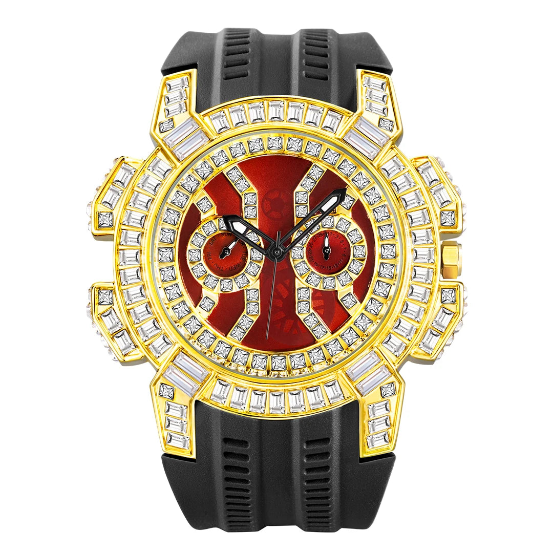 MISSFOX 50mm quadrante grande orologio da uomo moda di lusso orologi in oro rosa Hip Hop Sport cinturino in caucciù impermeabile Relogio Masculino 2022