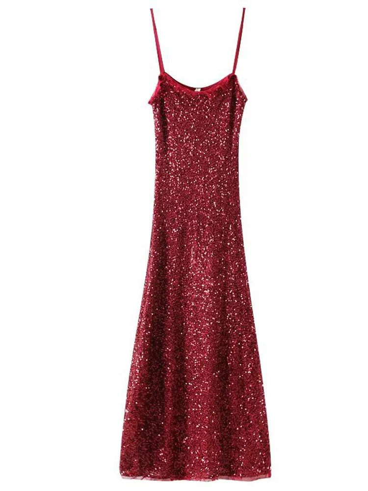Elegante Abito con Paillettes da Donna Primavera Estate 2026, Vestito Senza Maniche con Scollo a Barca, Abito da Festa Scintillante, Dolce Abito da Ufficio Argento