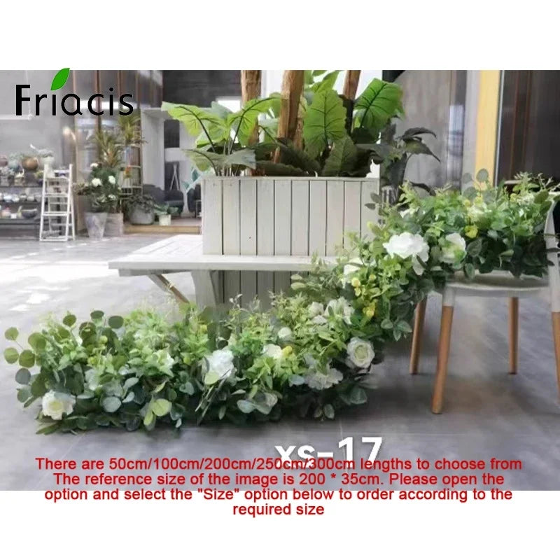 Event Table Floral Strip Silk Flower Row Wedding Backdrop Wall Decor Runner Arrangement Party Arch Deco Floral Celebration Props
