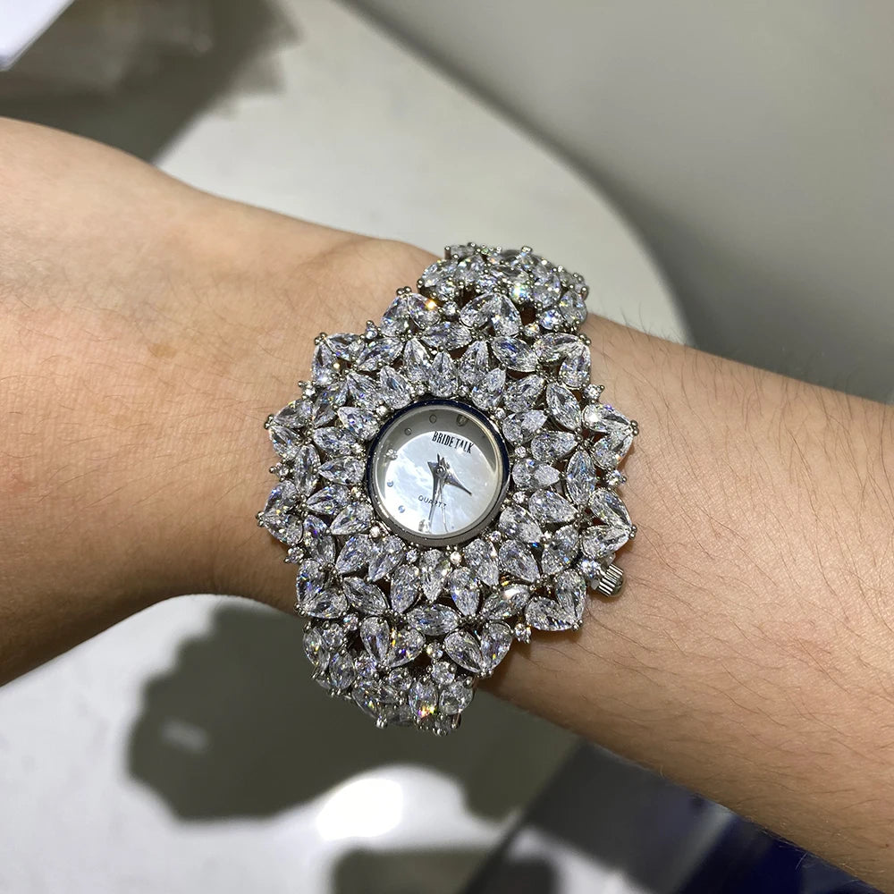016010 Orologio di lusso da donna Bracciale per orologio in cristallo di zircone AAA per movimento di gioielli per feste di nozze Accessori per orologi impermeabili