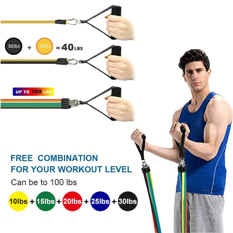 Set 11 Bande Elastiche Fitness Resistenza