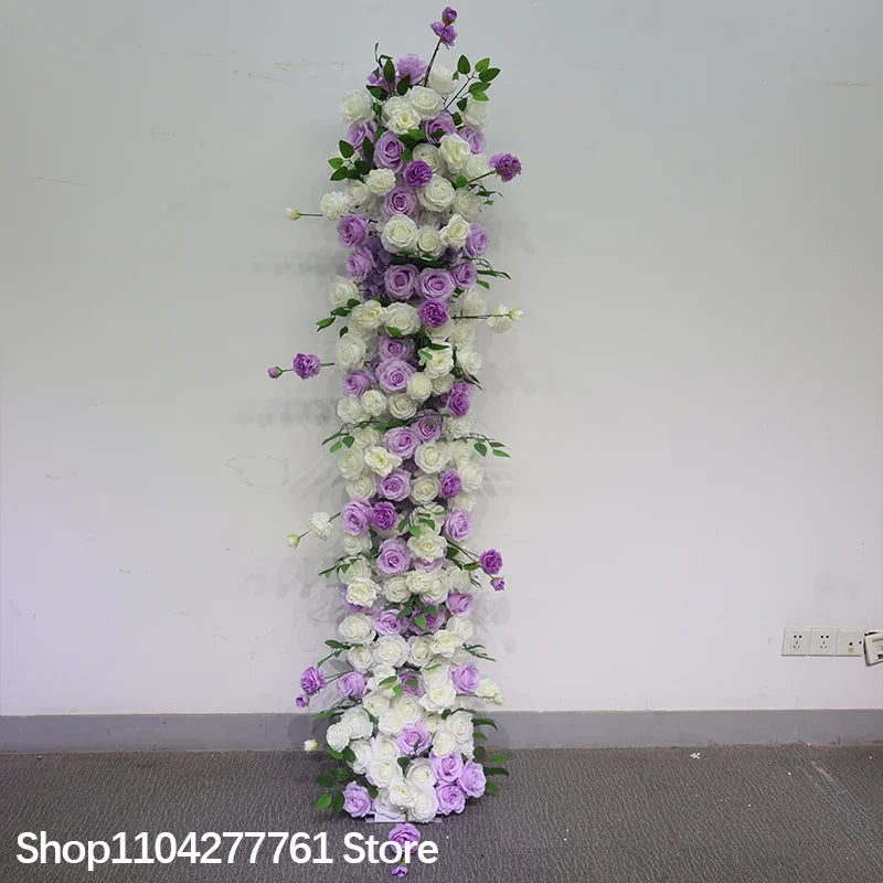 5D Luxury Artificial Flowers Wedding Decoration Table Long Runner Flower Row Floral Backdrop Arrangement Wall Arch Decor Props
