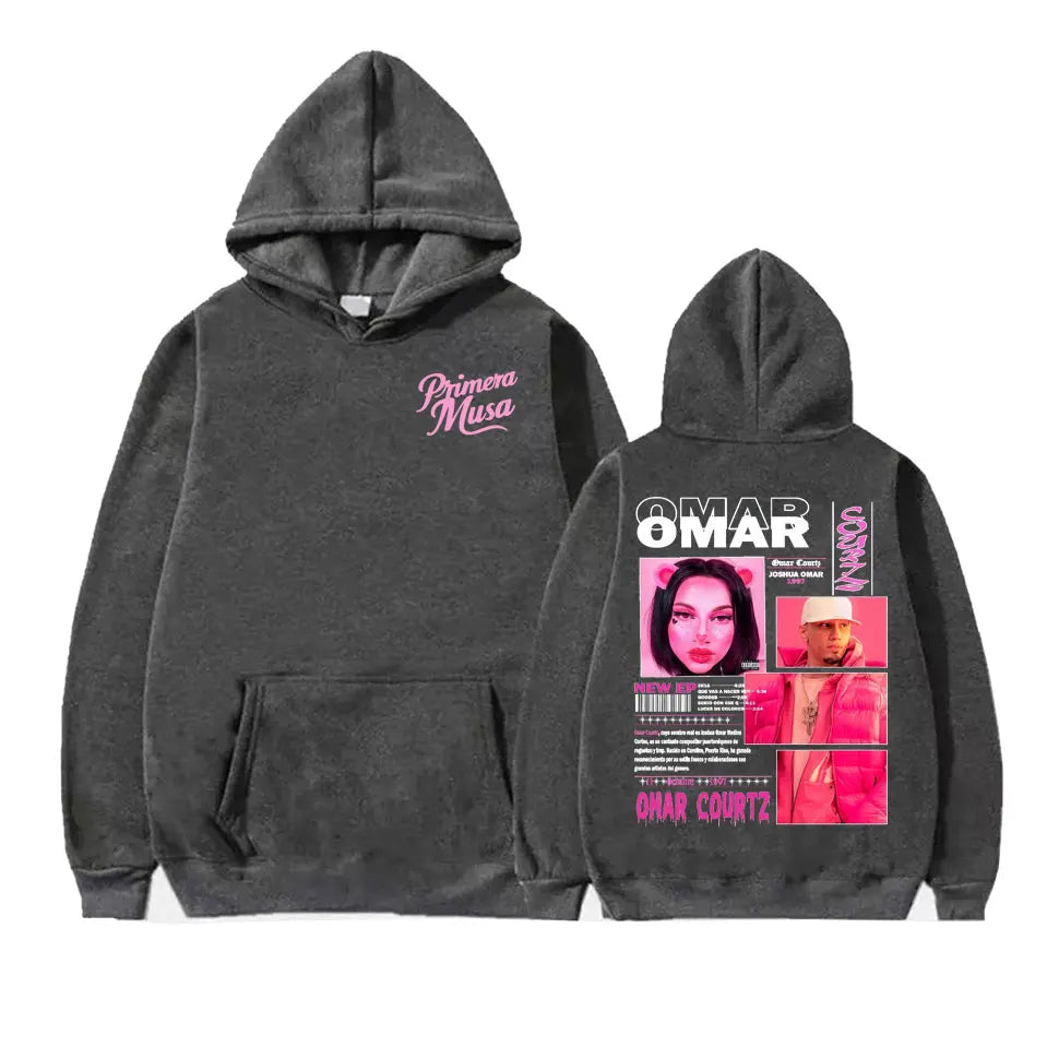 Omar Courtz Primera Musa Felpe con cappuccio grafiche Uomo Donna Abbigliamento Felpa moda Hip Hop Harajuku Felpa con cappuccio in pile casual Streetwear