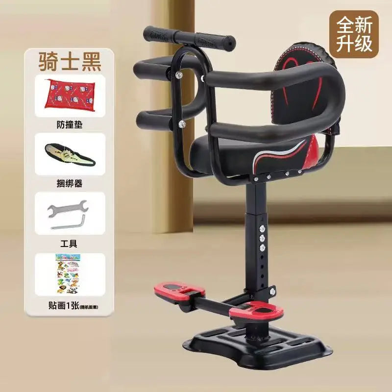 Electric Scooter Child Seat Adjustable Shock Seat Electric Vehicle Child Seat with Seat Belts Armrest and Foot Pedal Detachable