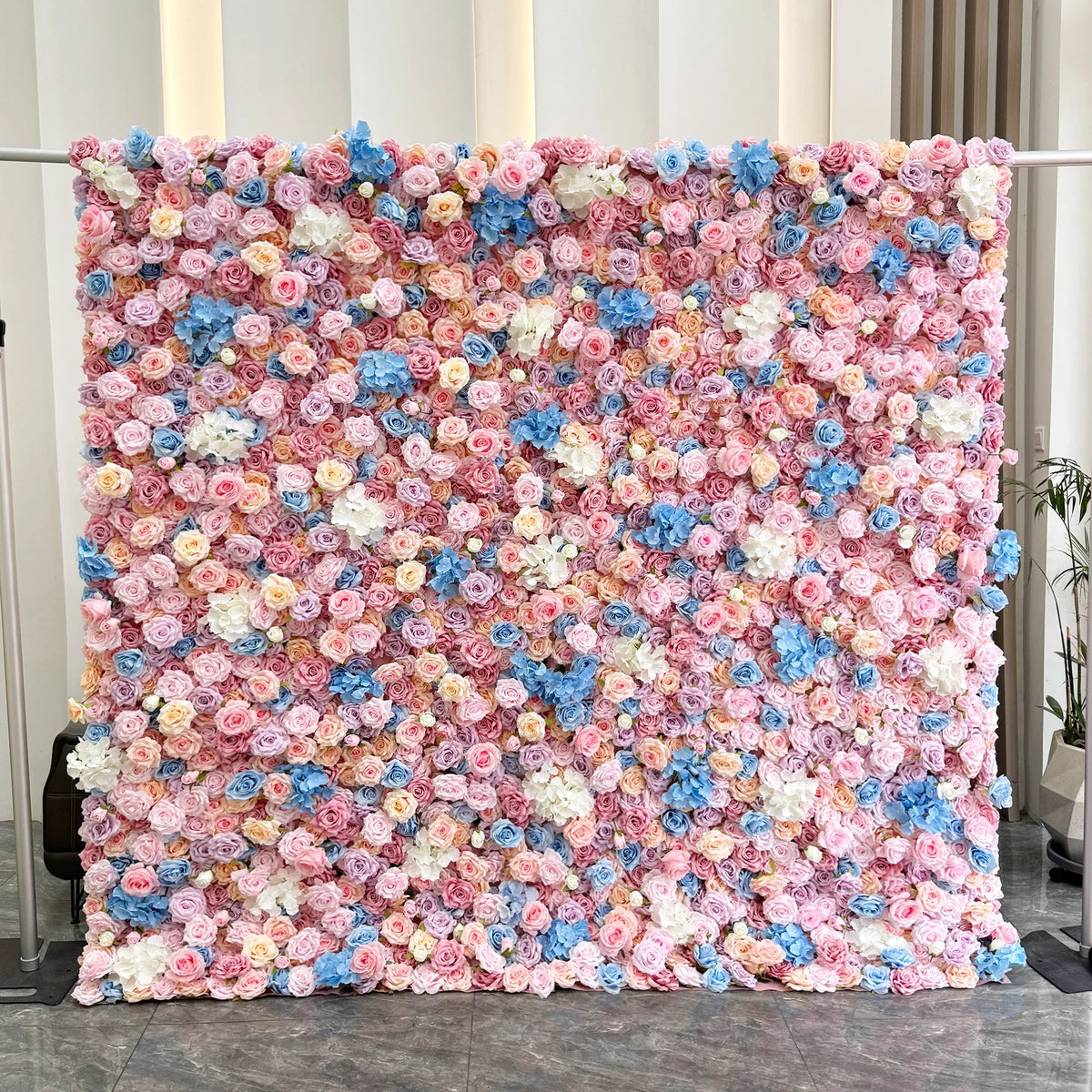 Creative Wedding Wall Decorative Wall Panels Pink Roses Rolled Up Flower Wall Background