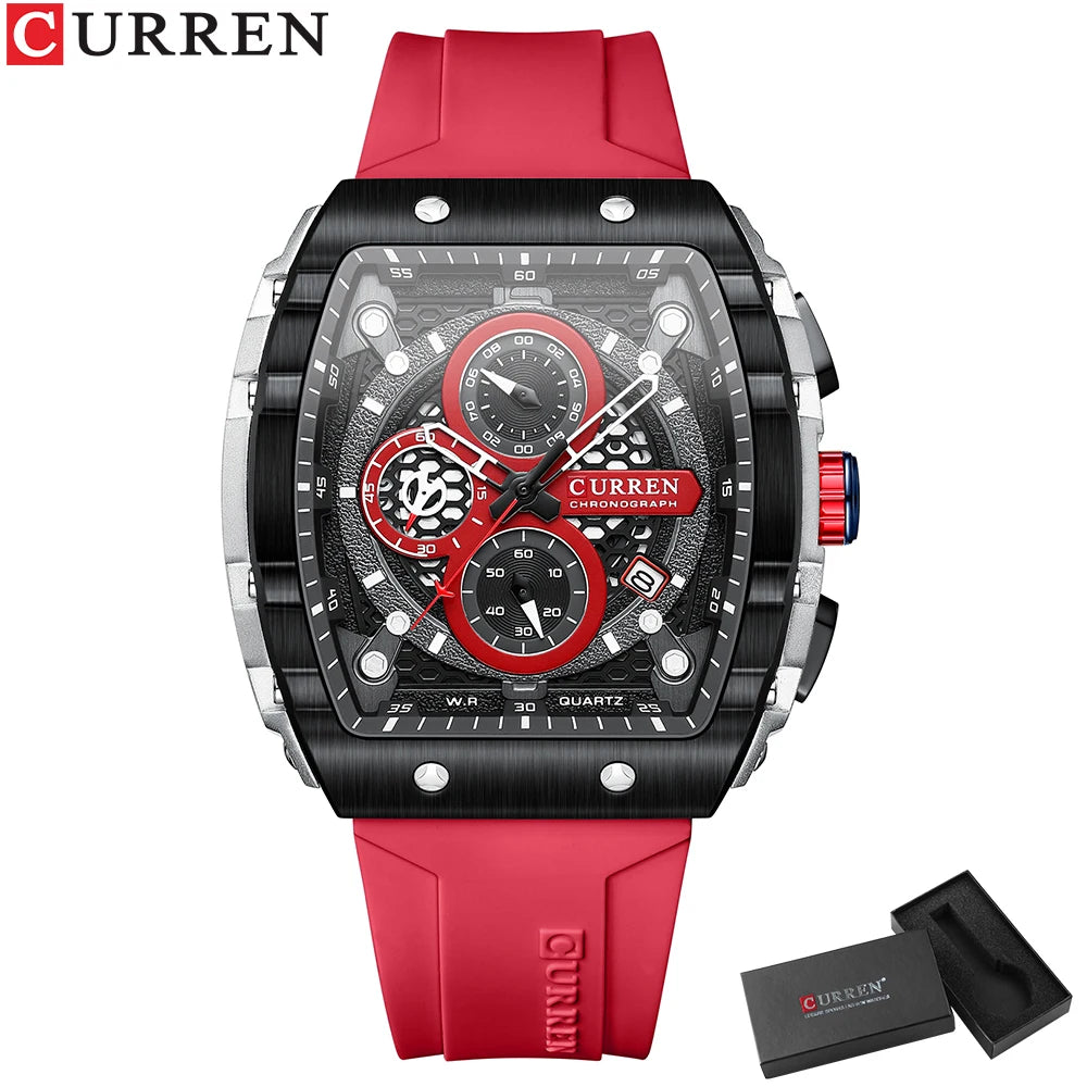 CURREN Orologi da uomo delle migliori marche Orologio da polso al quarzo quadrato di lusso Orologio cronografo luminoso impermeabile per uomo Orologio con data