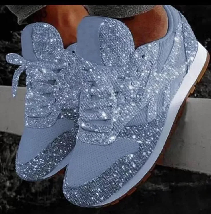 Scarpe sportive glitter lucide sneakers casual bling traspiranti donna Scarpe da corsa stringate comfort primavera estate donna rosso blu