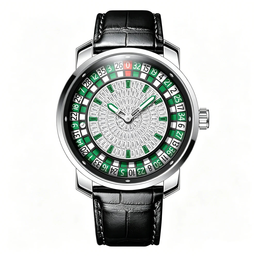 Orologio Meccanico Automatico da Uomo AILANG con Quadrante a Ruota, Cinturino in Pelle