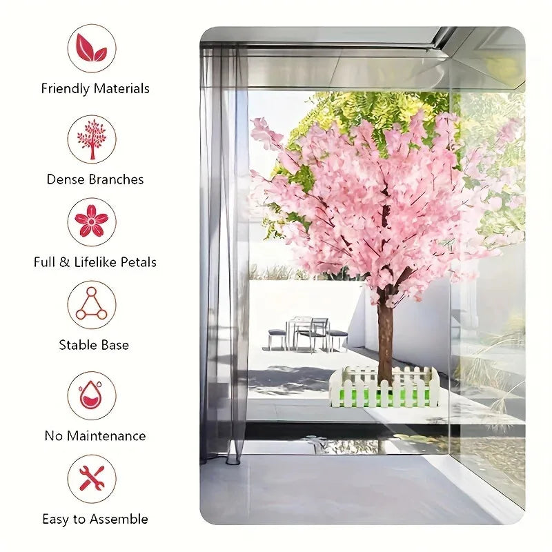 Artificial Pink Cherry Blossom Tree - Handmade for Indoor/Outdoor, Christmas, Garden, Home, Office, Party, Wedding (5ft/1.5m)