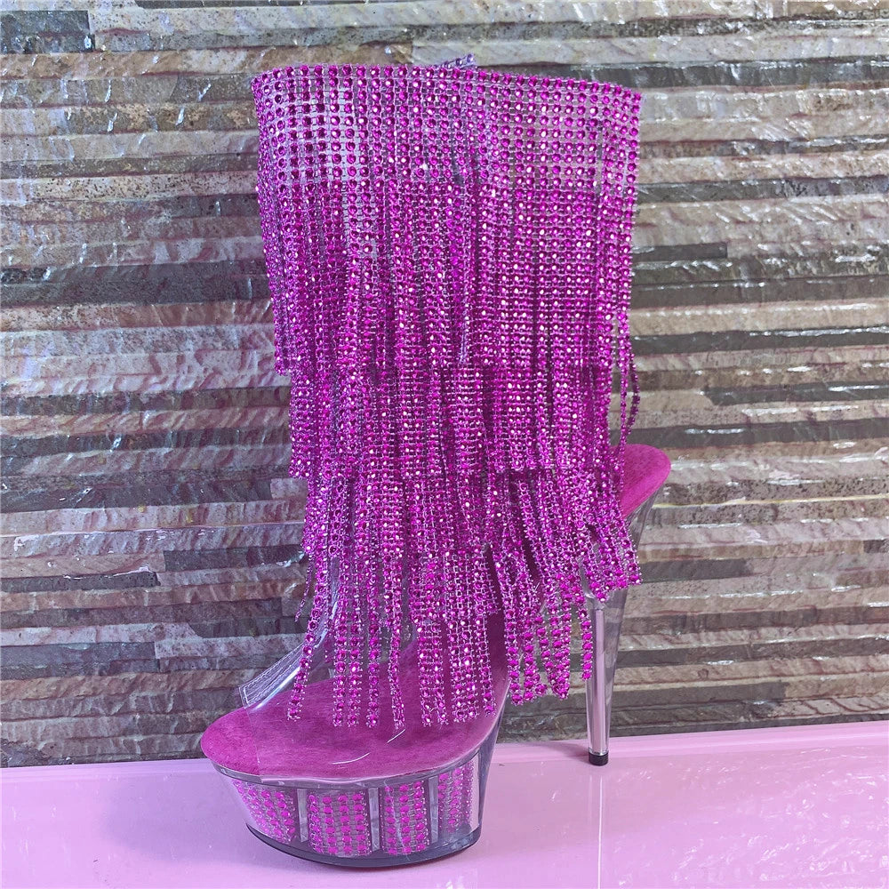 Décolleté con nappe elettrolitico di marca 17CM Tacchi alti sottili Stivaletti Pole Dance Modello da discoteca Passerella Scarpe da donna con plateau