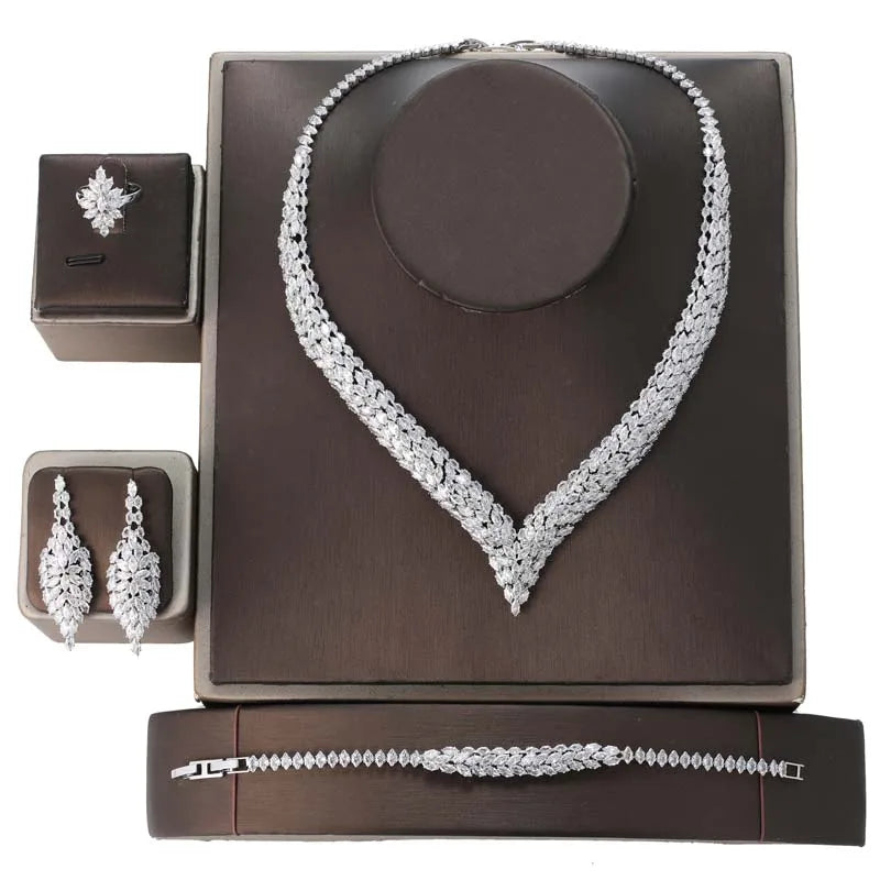 HADIYANA Set di gioielli donna lussuoso abito elegante accessori per gioielli BN8786 ornamento da sposa di lusso con zirconi cubici
