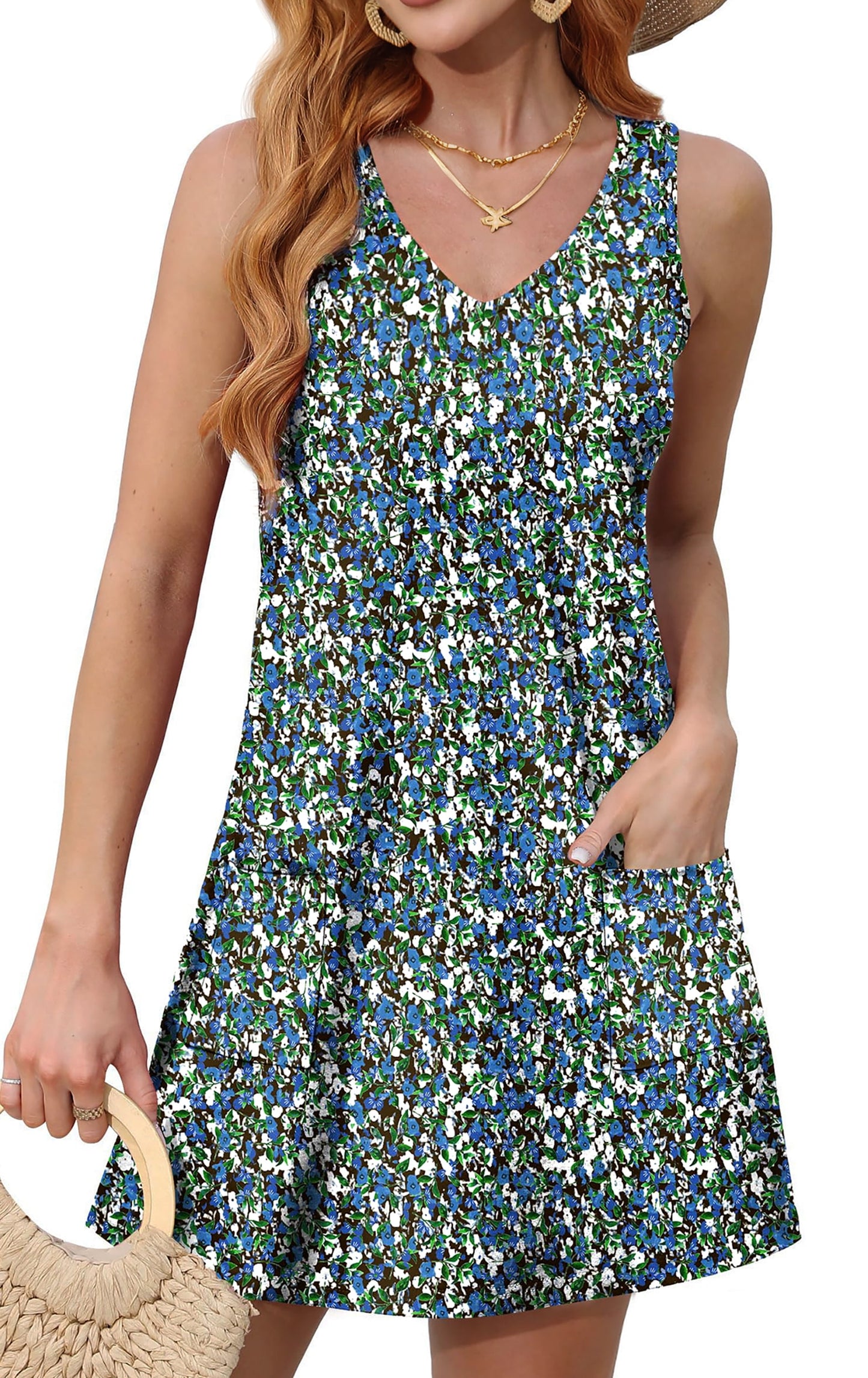 Vestito Corto Estivo Floreale con Tasche