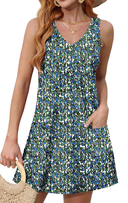 Vestito Corto Estivo Floreale con Tasche