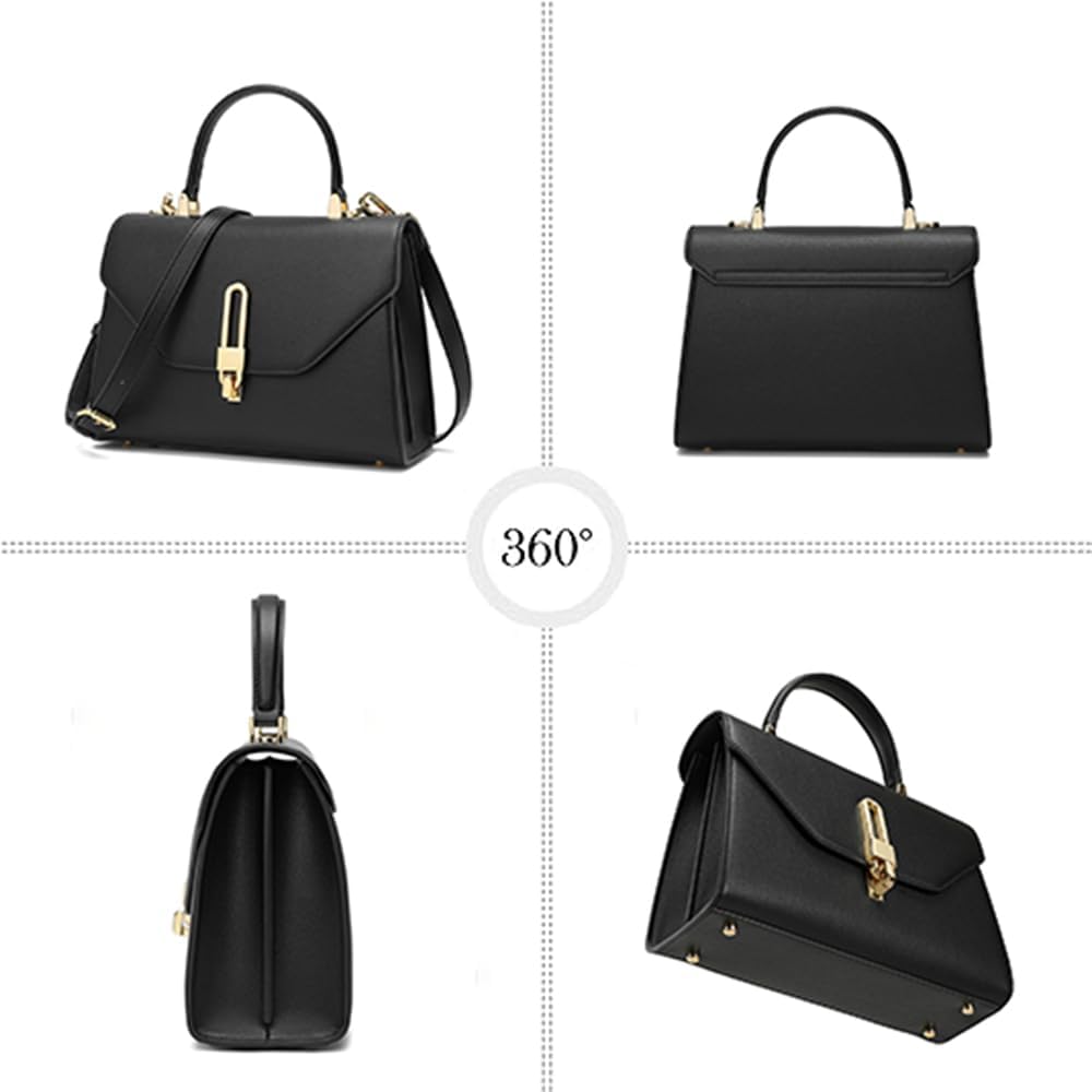 Borsa a Mano in Pelle con Zip e Manico Superiore