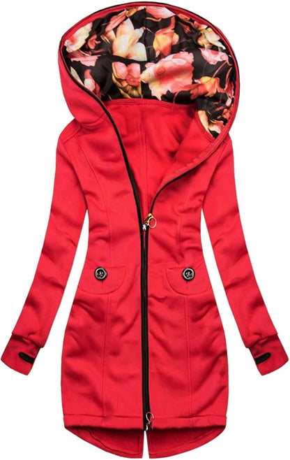 Felpa Zip Stampa Floreale con Colletto Alto