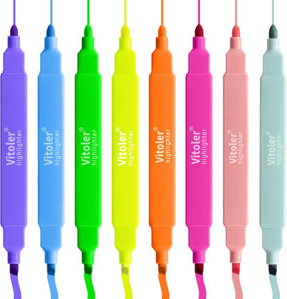 Set 8 Evidenziatori Doppia Punta Colorati