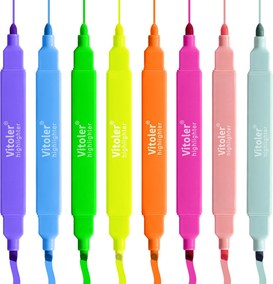Set 8 Evidenziatori Doppia Punta Colorati