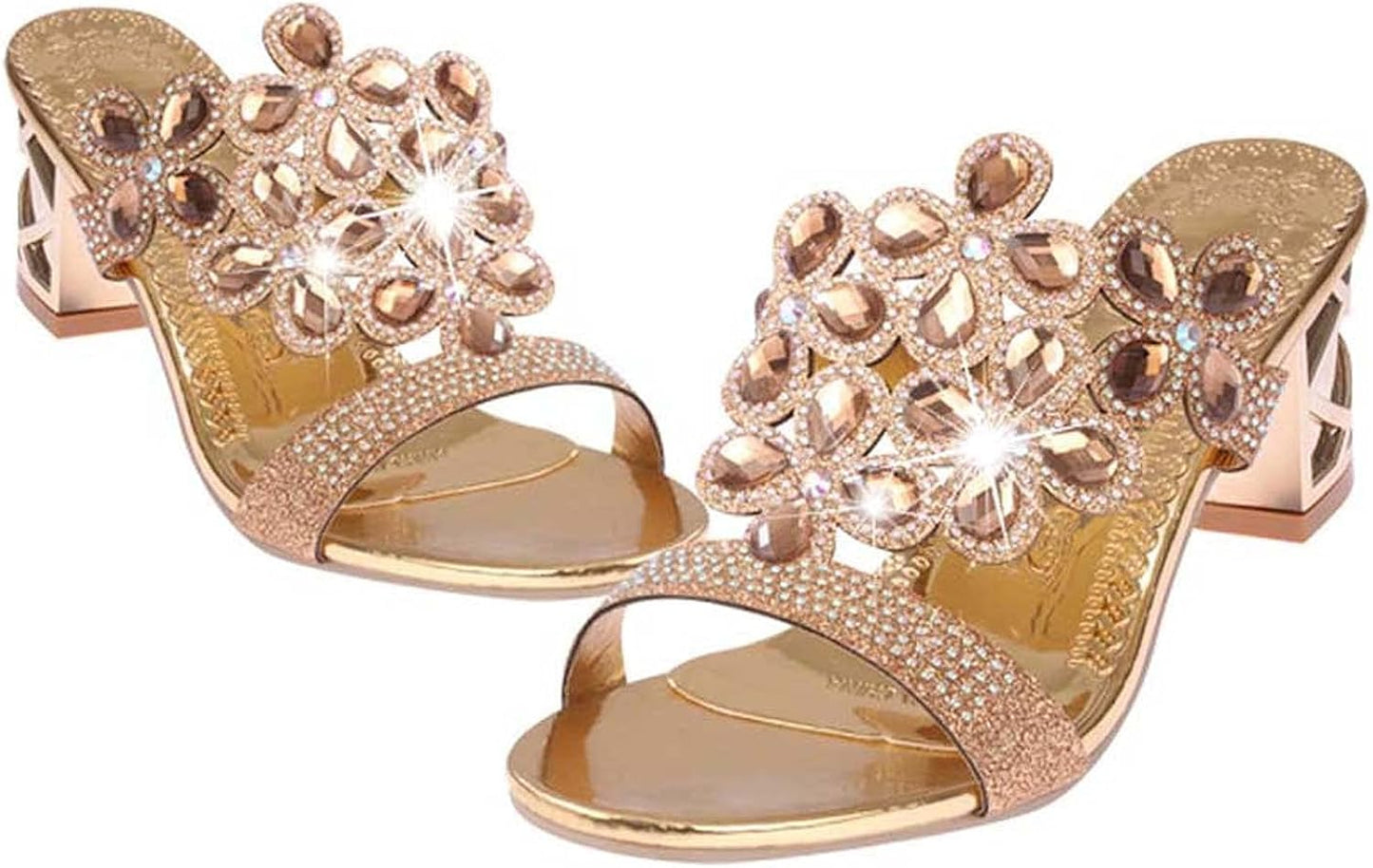Sandali con Tacco Block e Strass