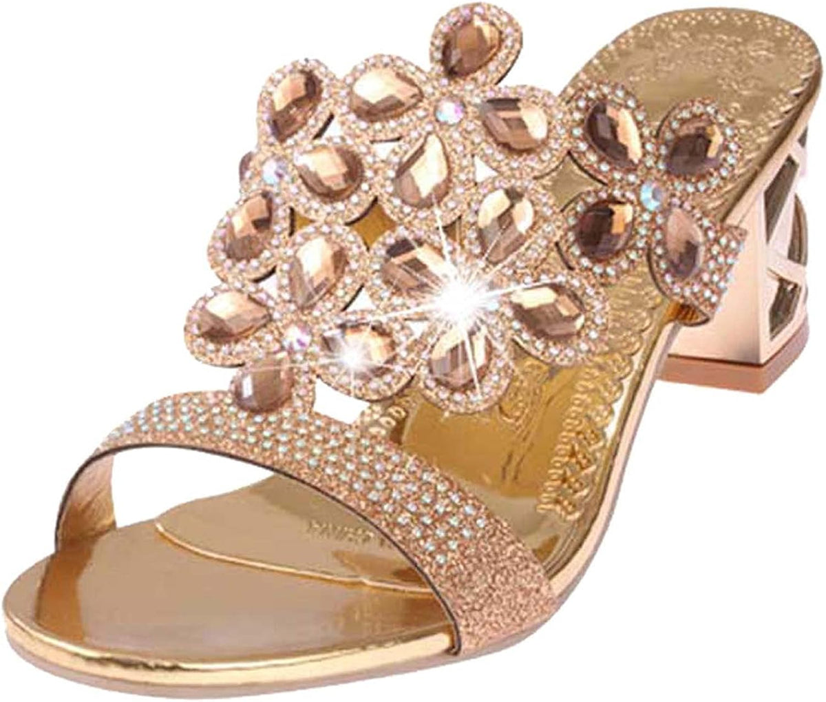 Sandali con Tacco Block e Strass