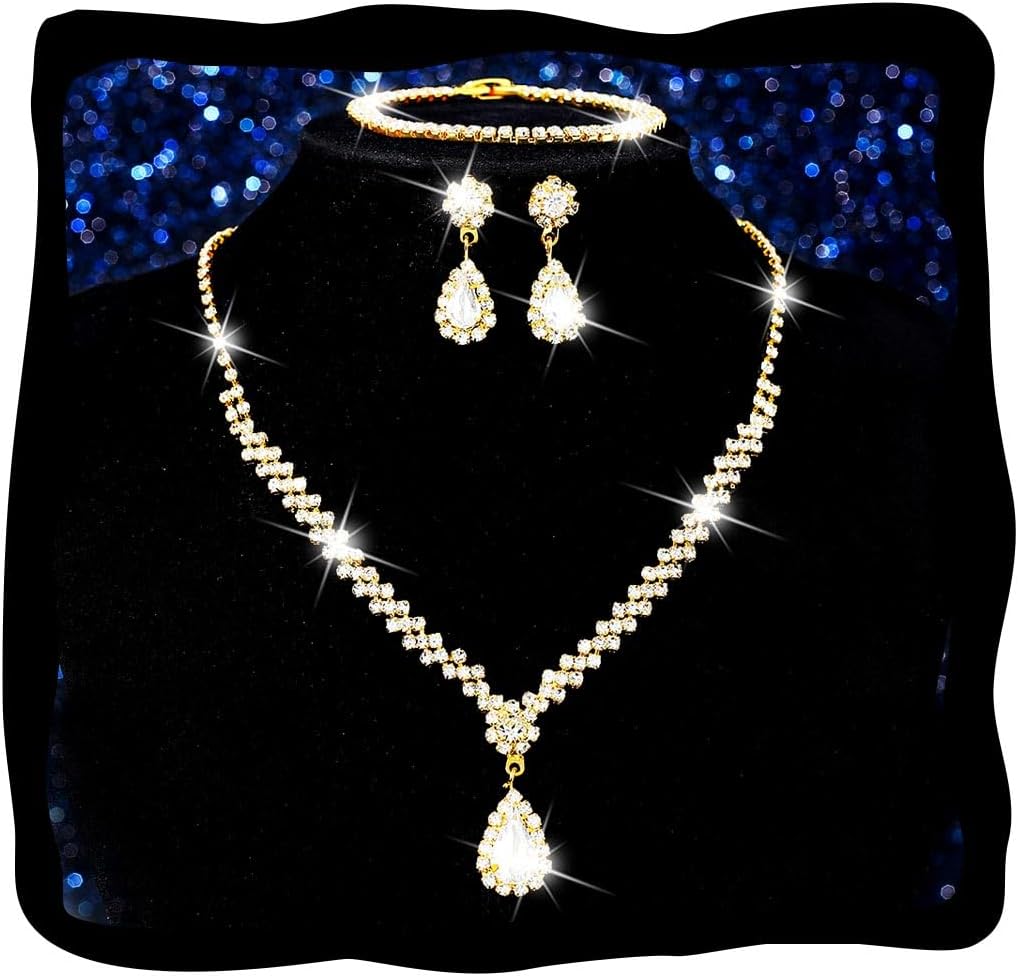 Set Collana e Orecchini in Argento con Strass