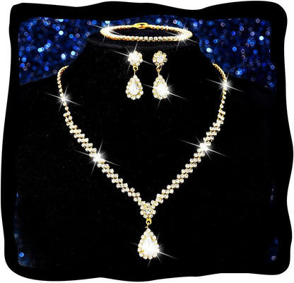 Set Collana e Orecchini in Argento con Strass