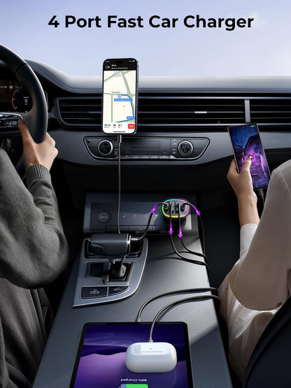 Caricabatterie Auto USB-C 70W 4 Porte Ricarica Rapida