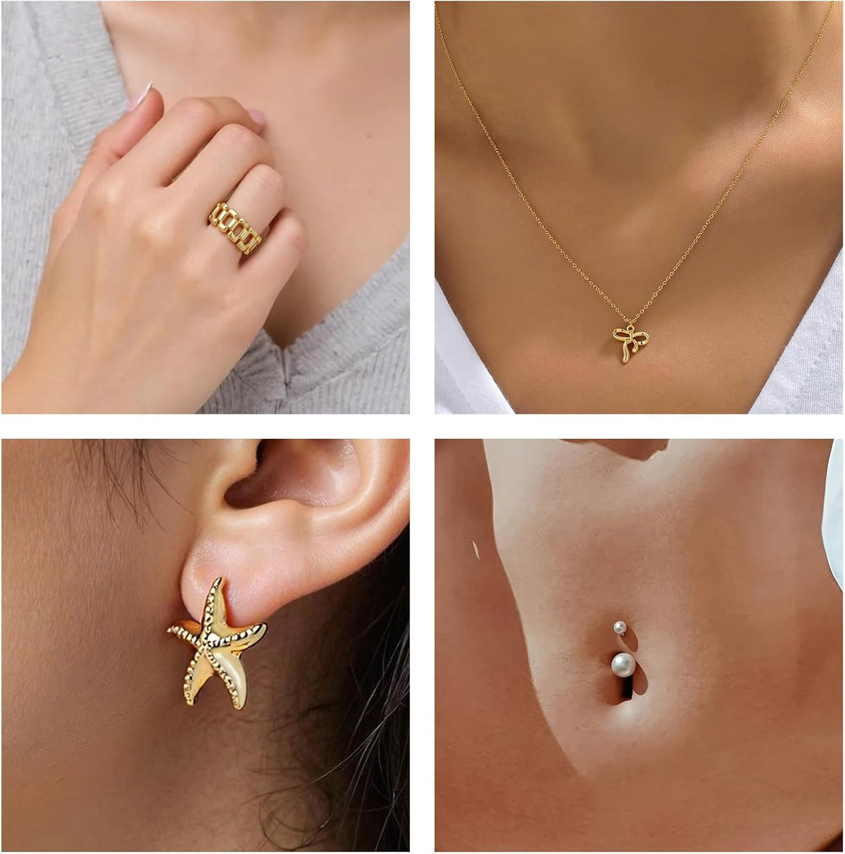 Set Gioielli Oro 18K con Ear Cuff e Anelli