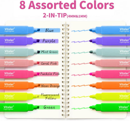 Set 8 Evidenziatori Doppia Punta Colorati
