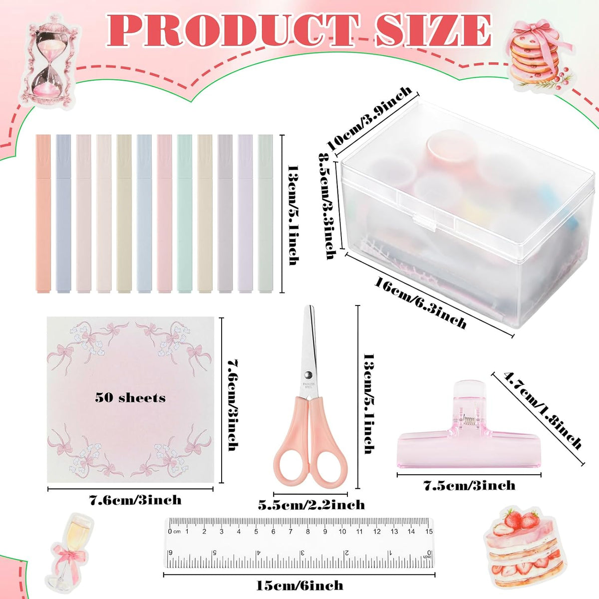 Kit Scrapbooking Rosa 155 Pezzi con Scatola