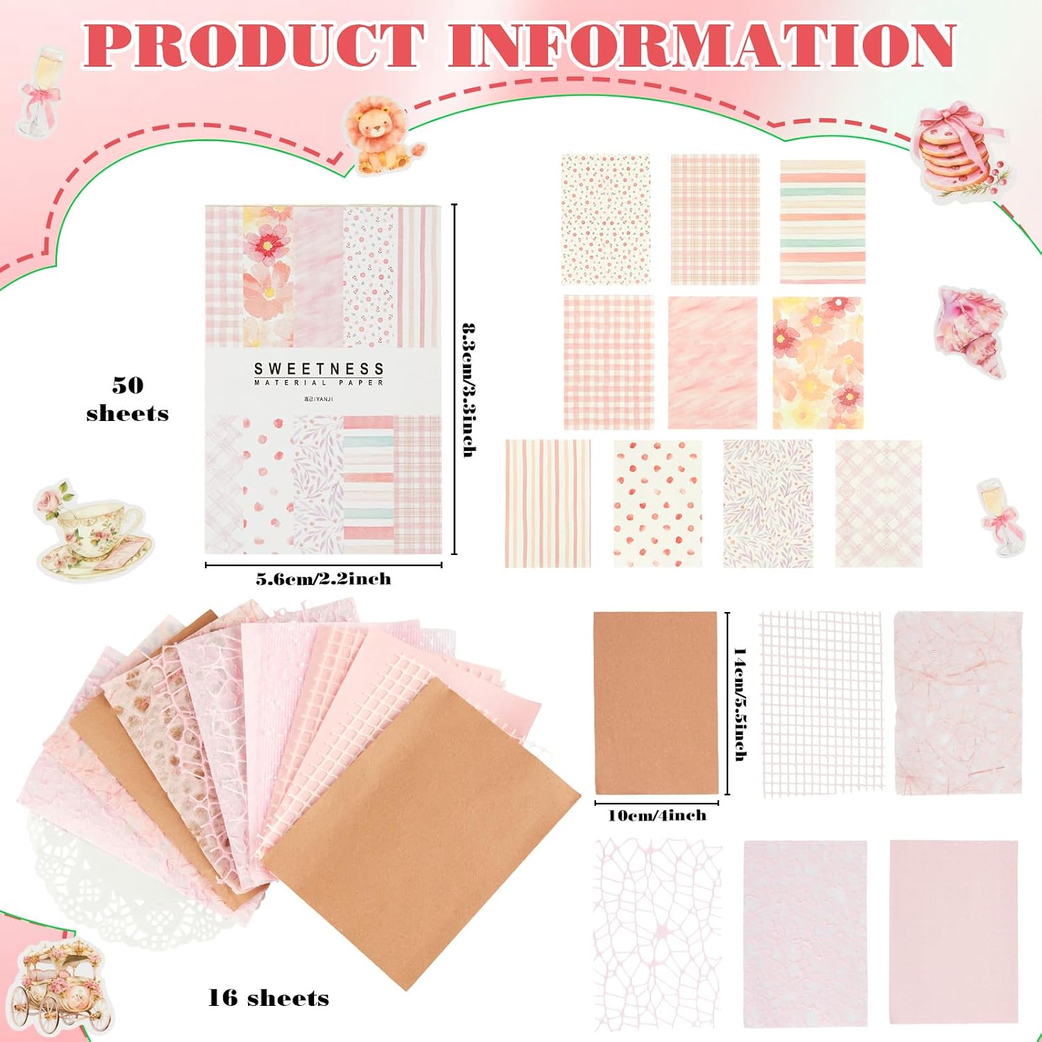 Kit Scrapbooking Rosa 155 Pezzi con Scatola