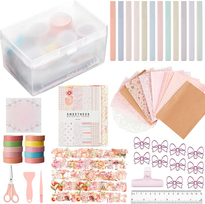 Kit Scrapbooking Rosa 155 Pezzi con Scatola