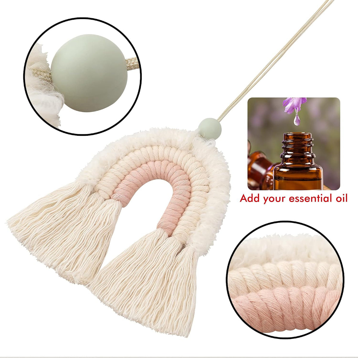 Diffusore Auto Macramè Boho Arcobaleno