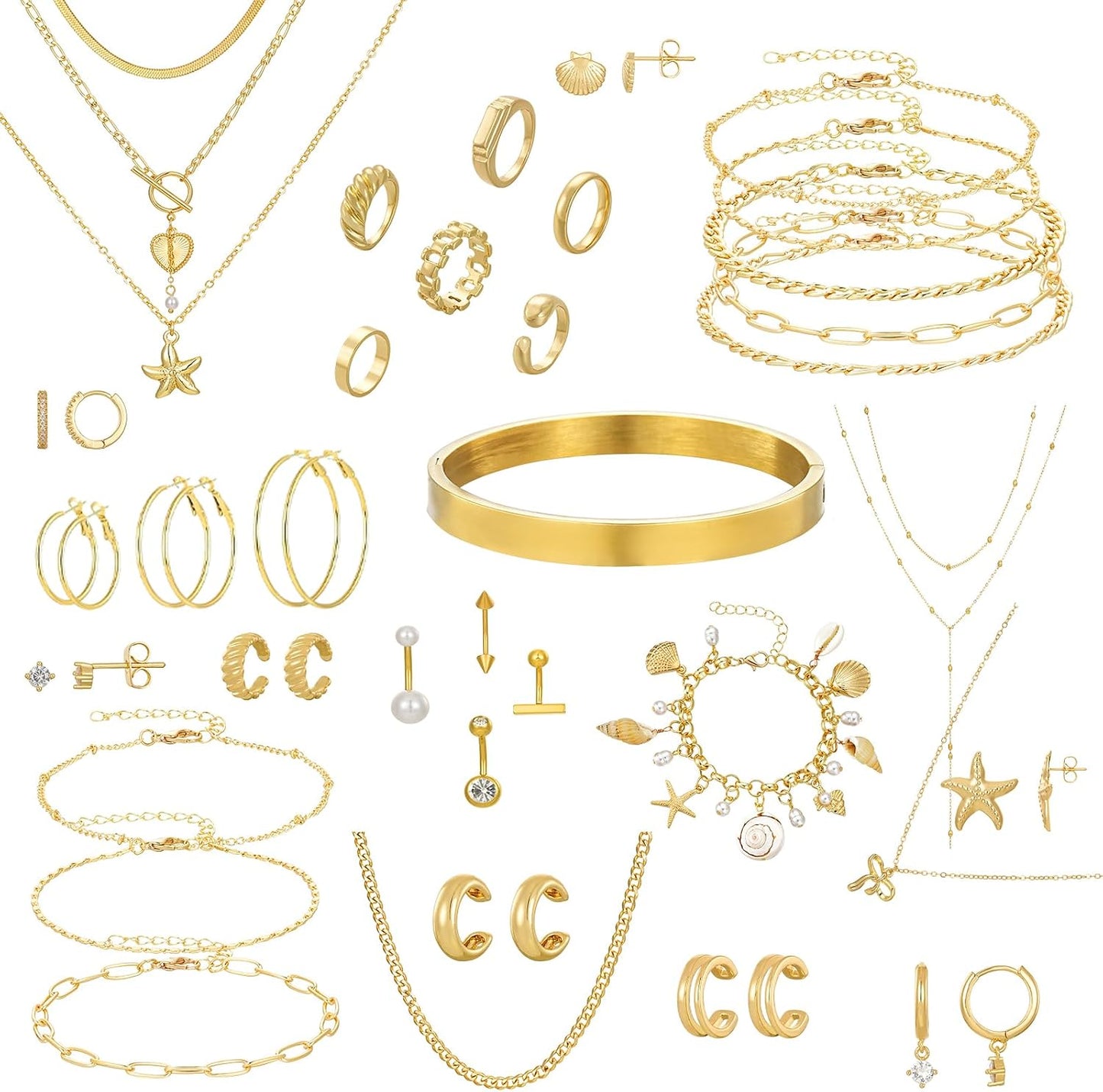 Set Gioielli Oro 18K con Ear Cuff e Anelli