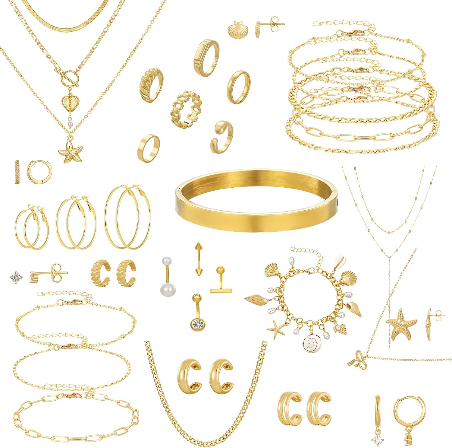 Set Gioielli Oro 18K con Ear Cuff e Anelli