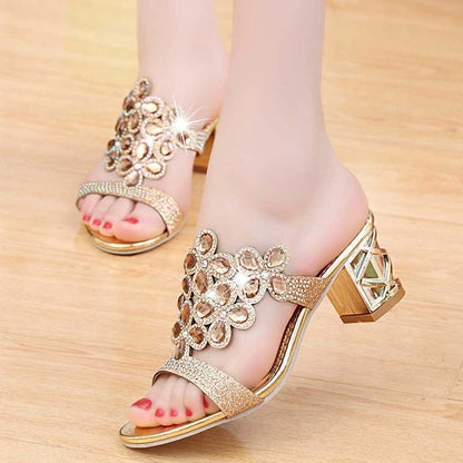 Sandali con Tacco Block e Strass