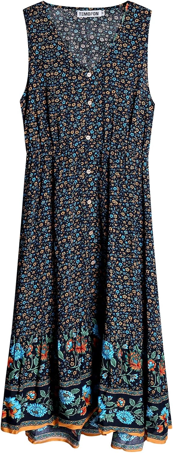 Vestito Boho Floreale con Scollo a V