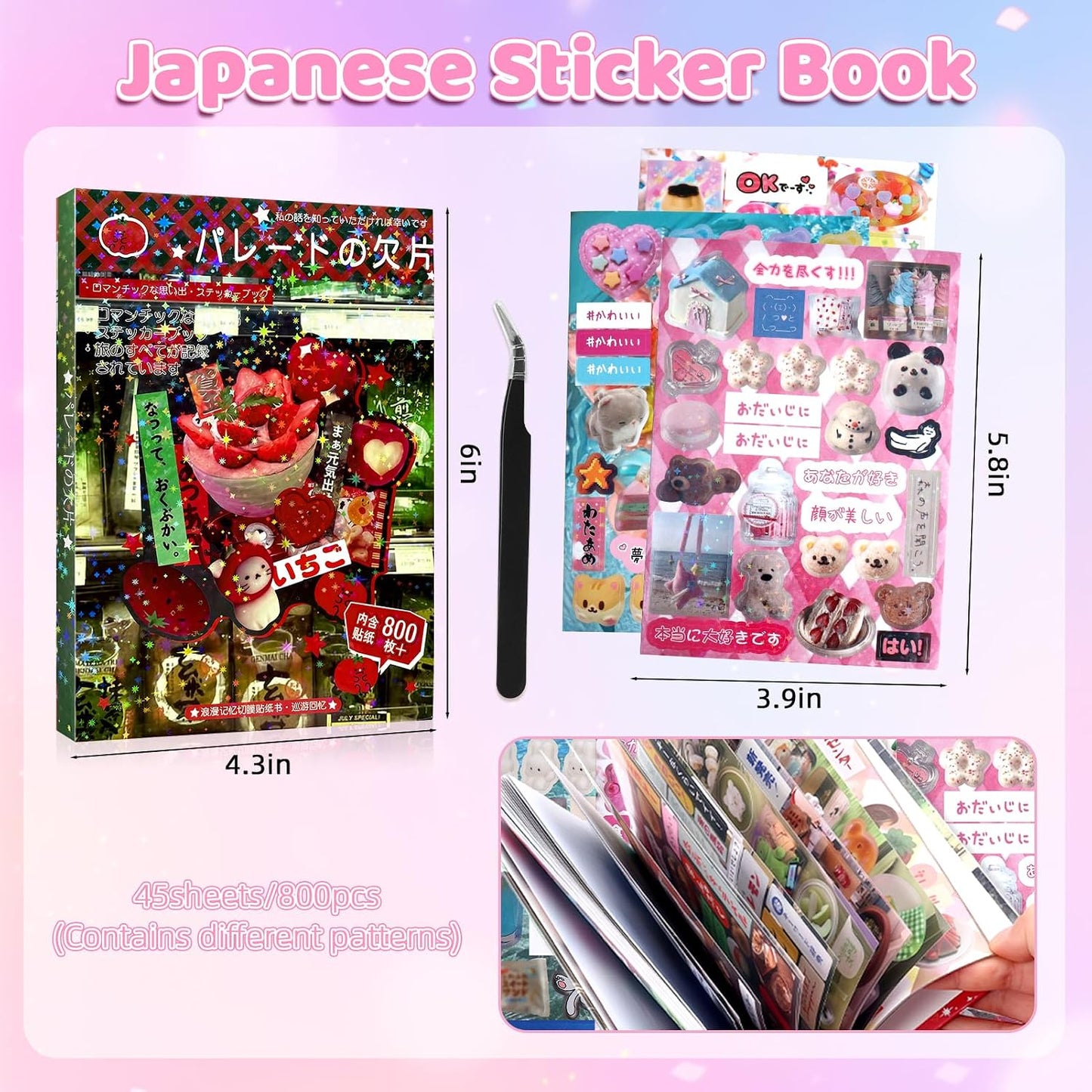 Set 800 Adesivi Stile Y2K Kawaii Coreano