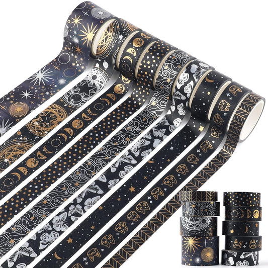 Set 9 Rotoli Washi Tape Oro Vintage