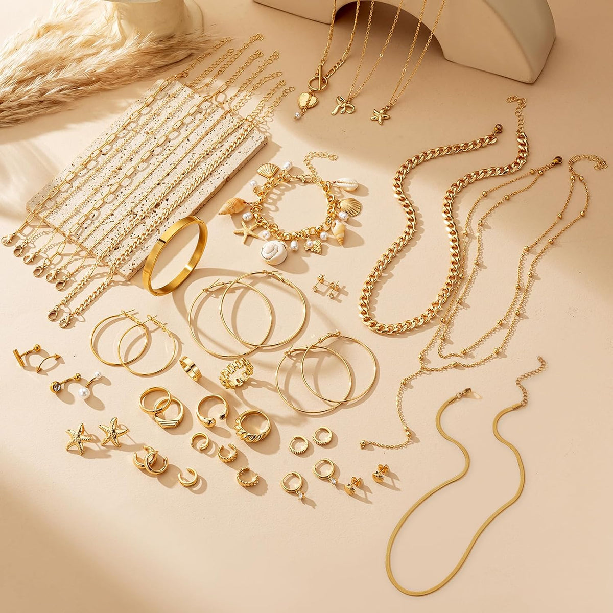 Set Gioielli Oro 18K con Ear Cuff e Anelli