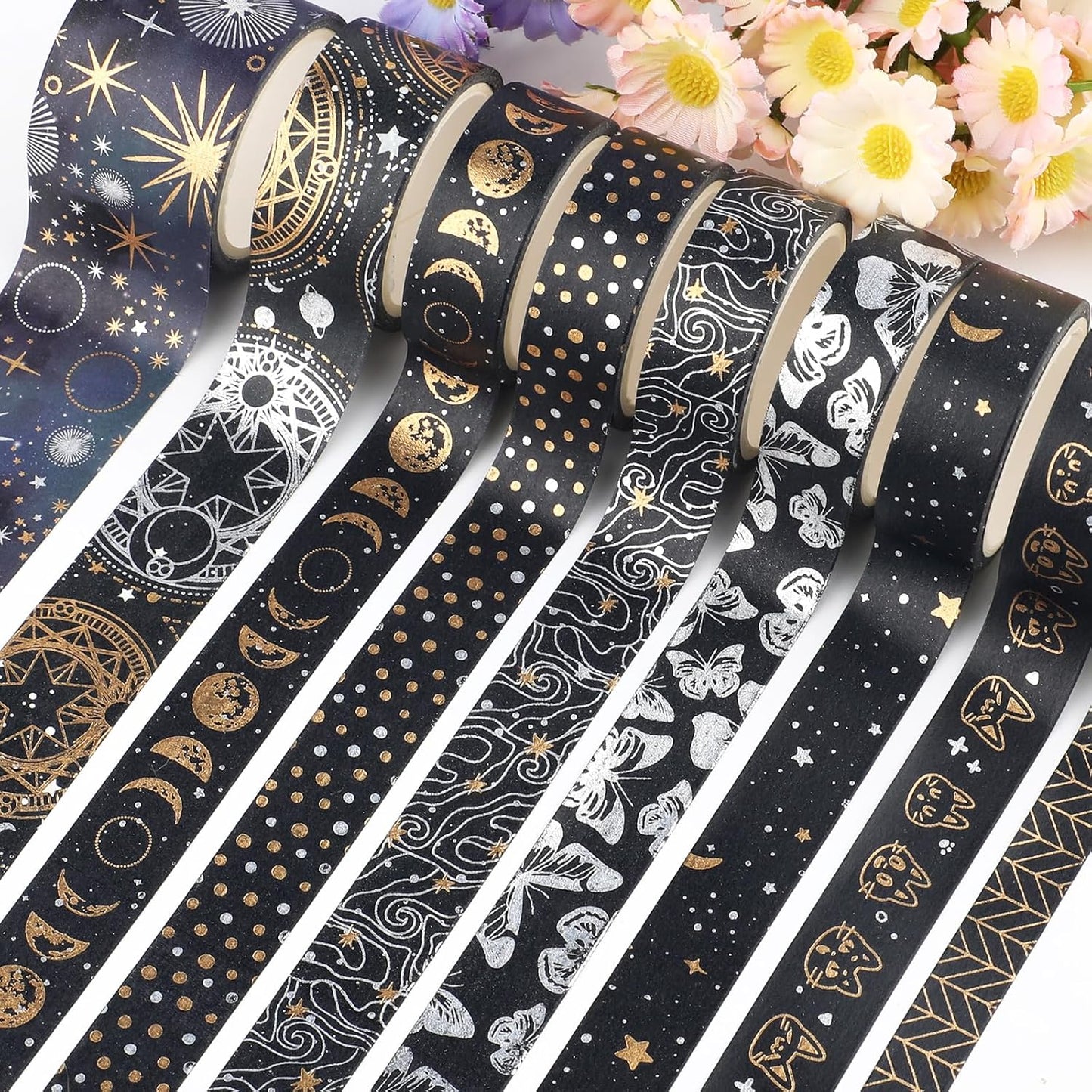 Set 9 Rotoli Washi Tape Oro Vintage