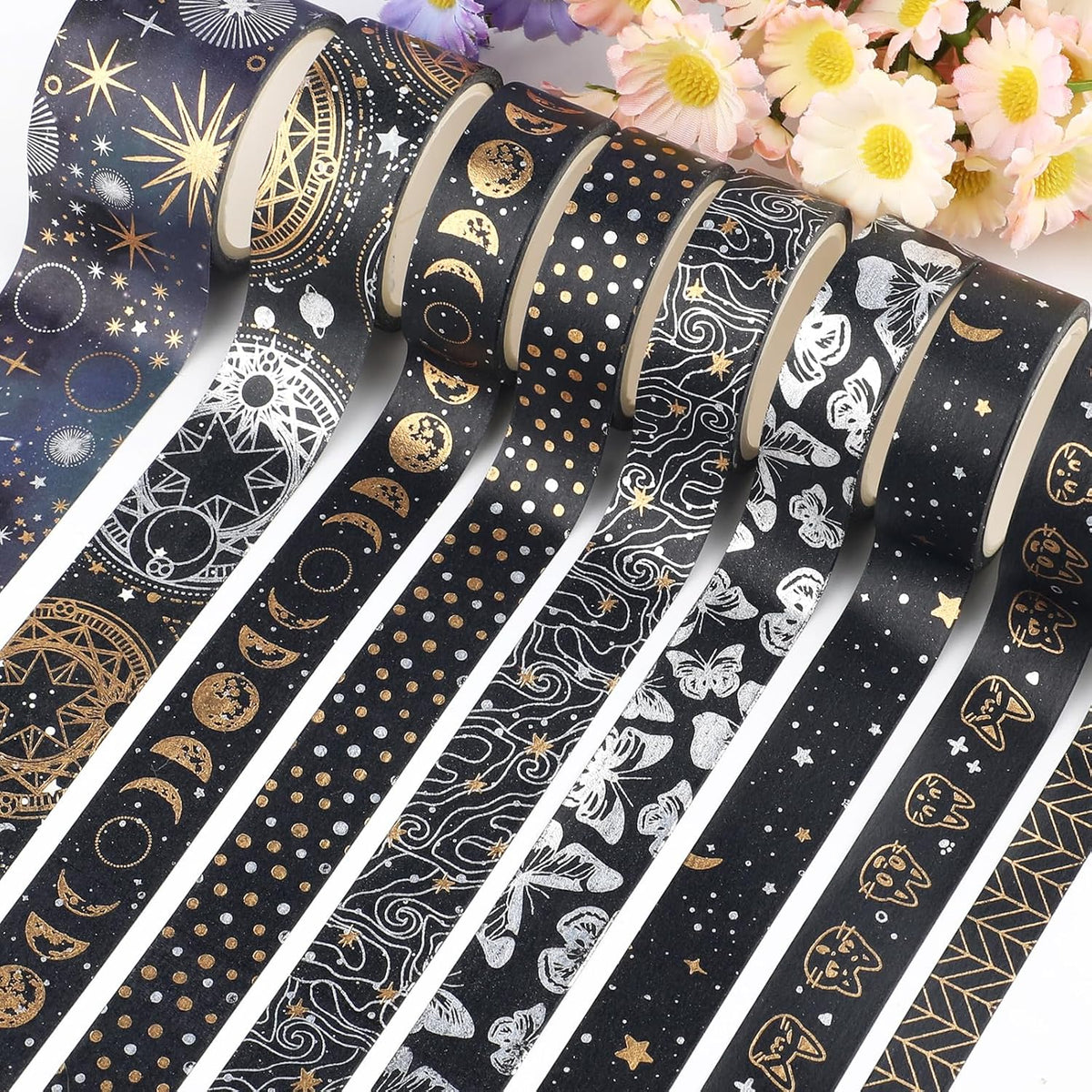 Set 9 Rotoli Washi Tape Oro Vintage