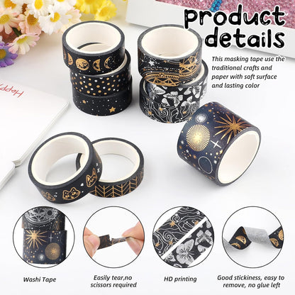 Set 9 Rotoli Washi Tape Oro Vintage
