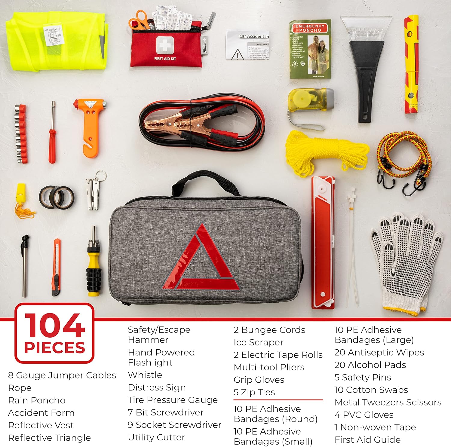 Kit di Emergenza Stradale per Auto 104 Pezzi