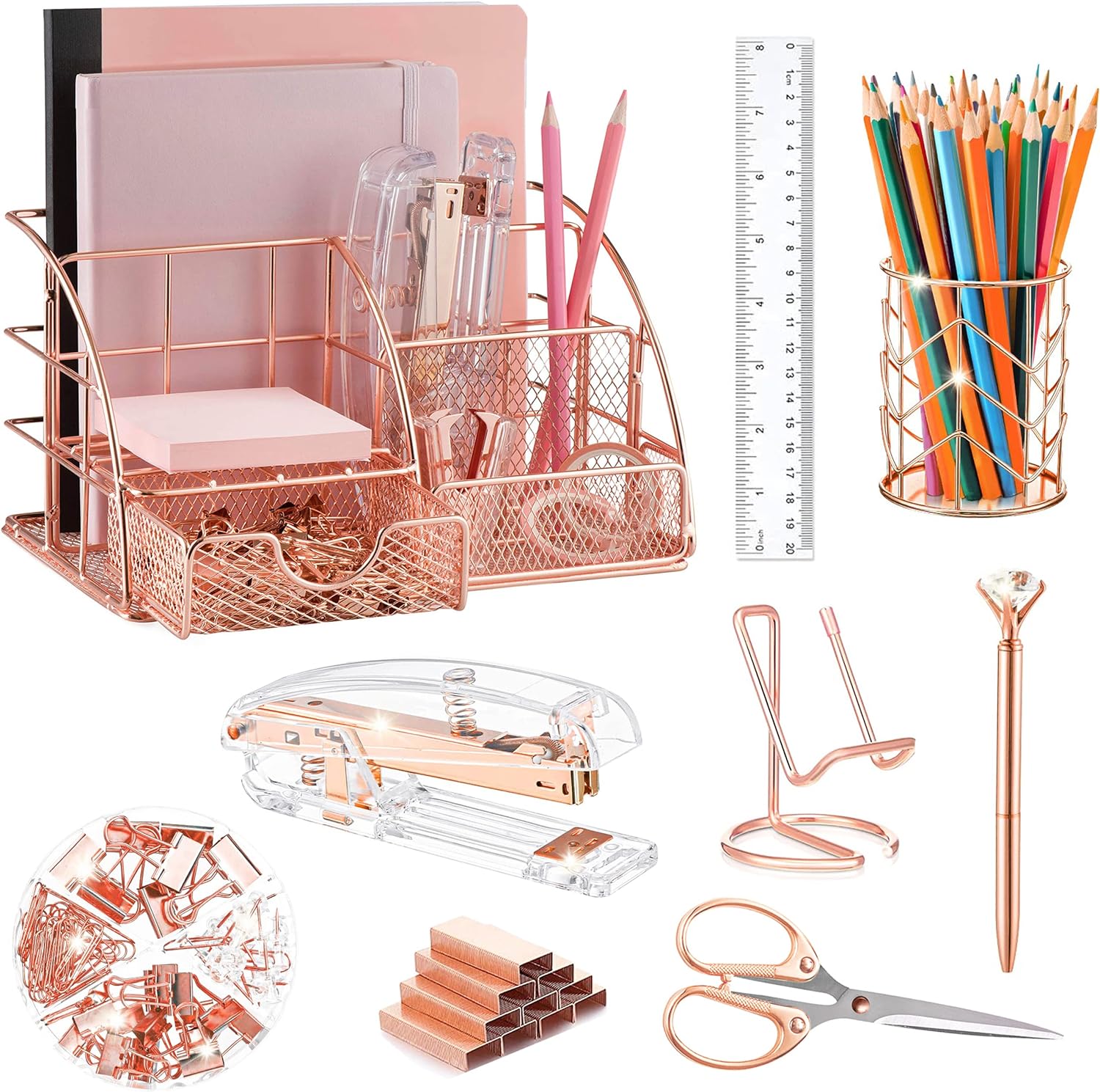 Set Organizer da Scrivania Rose Gold Completo