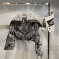 Giacca corta da ragazza alla moda in cotone invernale, con colletto spazzolato fatto a mano, ornata di paillettes e velluto