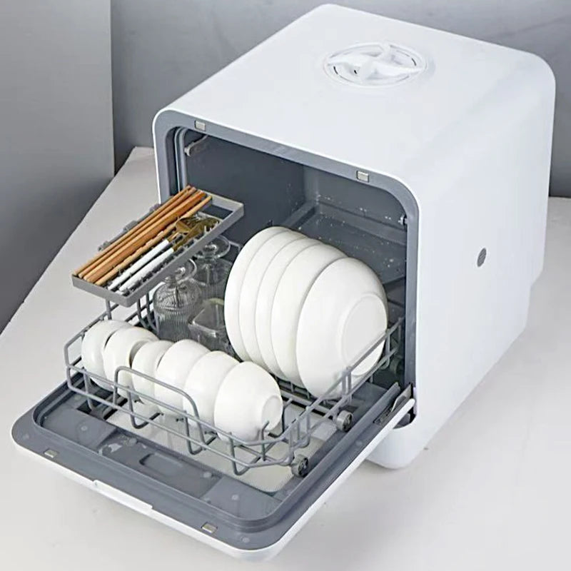 Tabletop Portable Dishwasher Automatic Mini Dishwasher with 5L Built-in Water Tank and Inlet Hose,4 Washing Programs Drying
