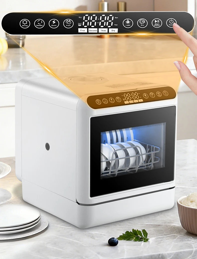 Tabletop Portable Dishwasher Automatic Mini Dishwasher with 5L Built-in Water Tank and Inlet Hose,4 Washing Programs Drying